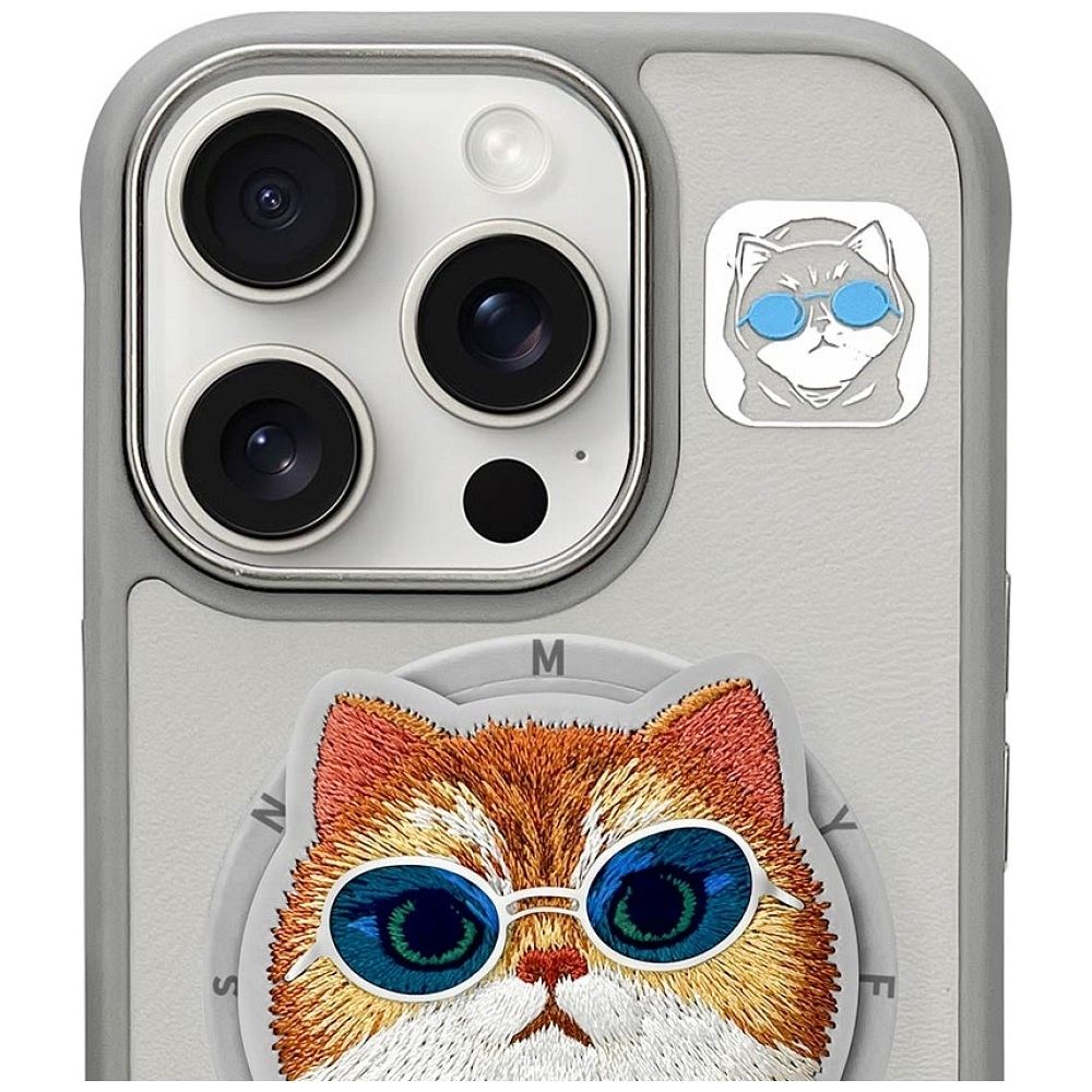 NIMMY case GLASSES COOL CAT compatible with MagSafe for IPHONE 16 Pro Max gray