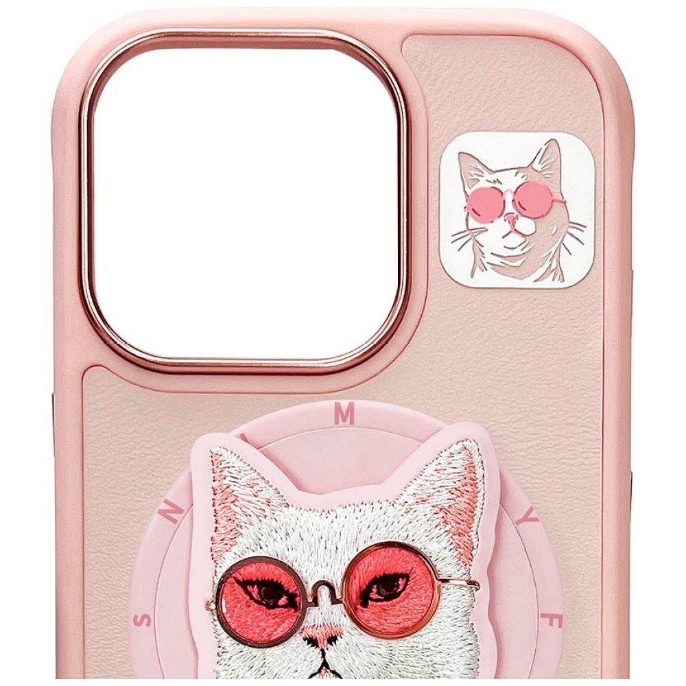 NIMMY case GLASSES COOL CAT compatible with MagSafe for IPHONE 16 Pro Max pink