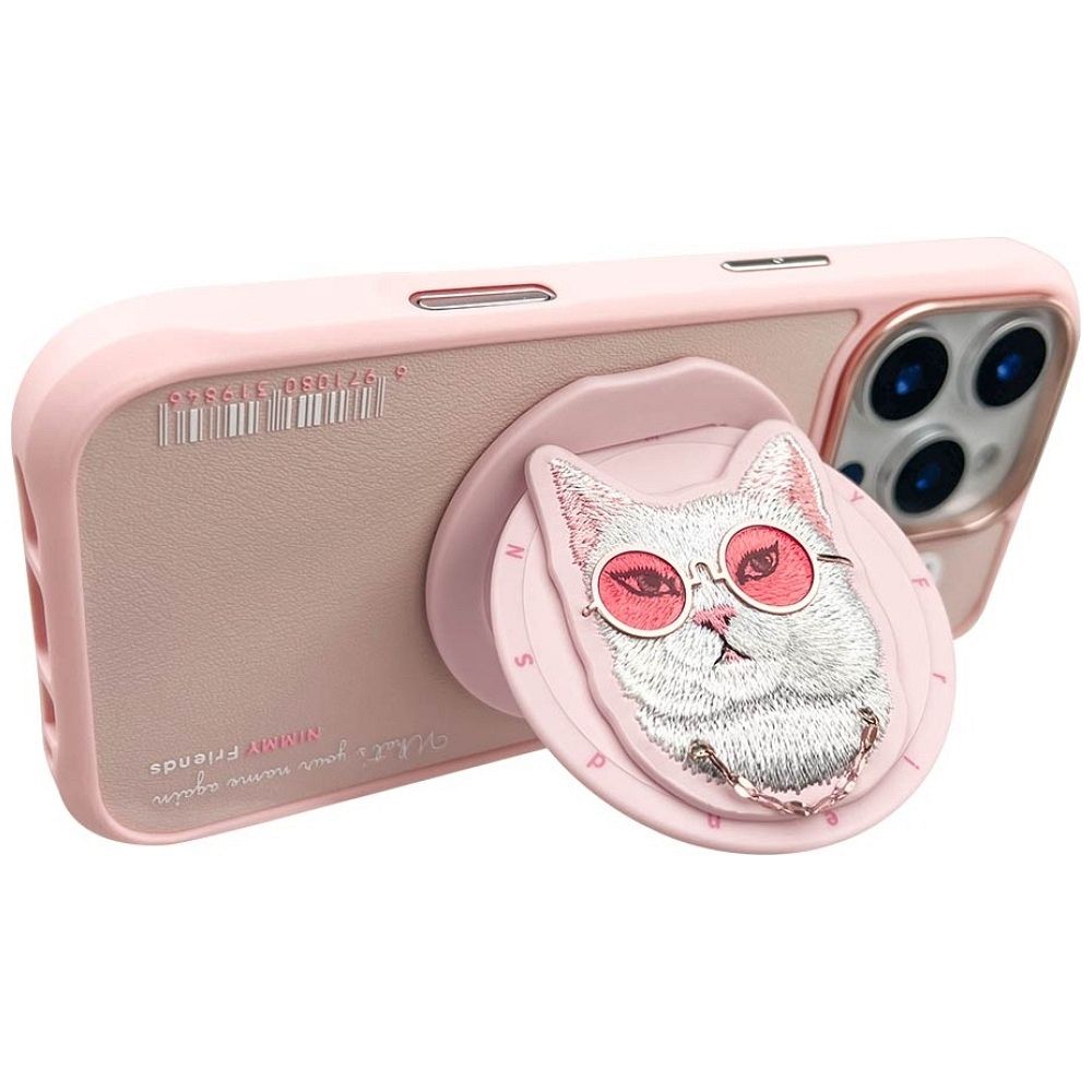 NIMMY case GLASSES COOL CAT compatible with MagSafe for IPHONE 16 Pro Max pink