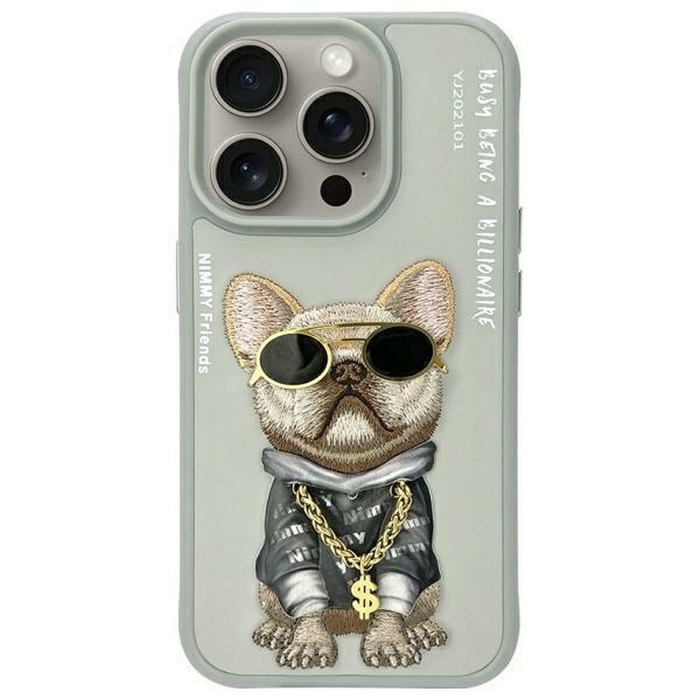 NIMMY case GLASSES COOL DOG for IPHONE 15 Pro gray