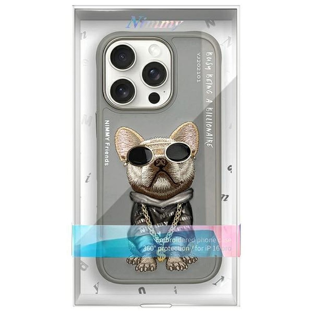 NIMMY case GLASSES COOL DOG for IPHONE 16 Pro gray