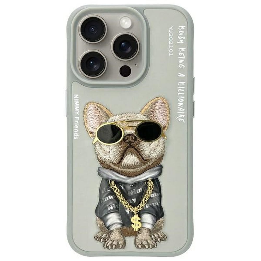 NIMMY case GLASSES COOL DOG for IPHONE 15 Pro Max gray