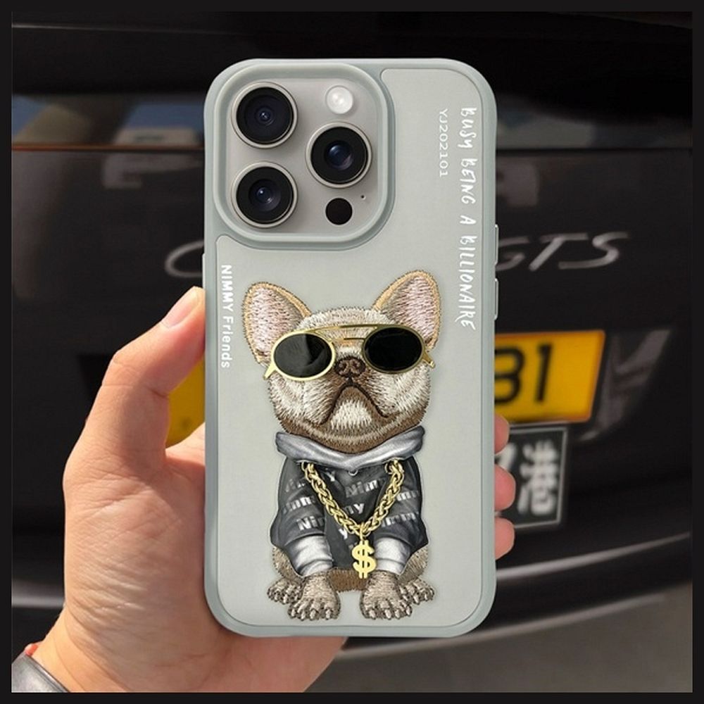 NIMMY case GLASSES COOL DOG for IPHONE 15 Pro Max gray