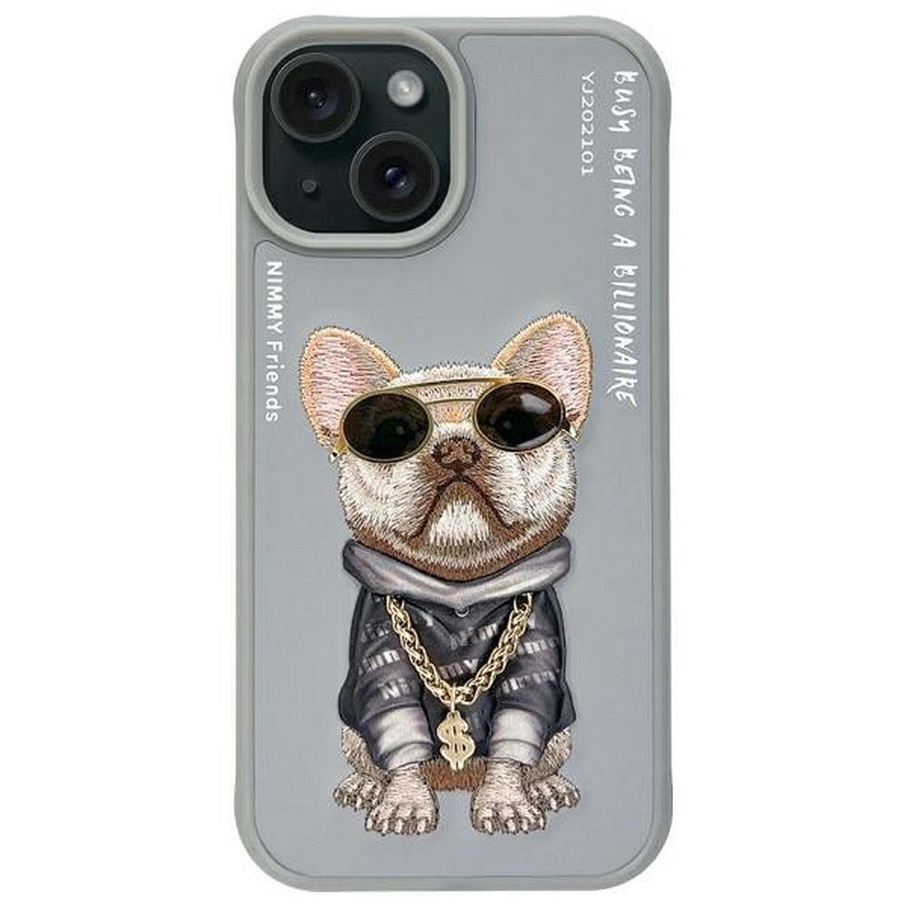 NIMMY case GLASSES COOL DOG for IPHONE 15 gray
