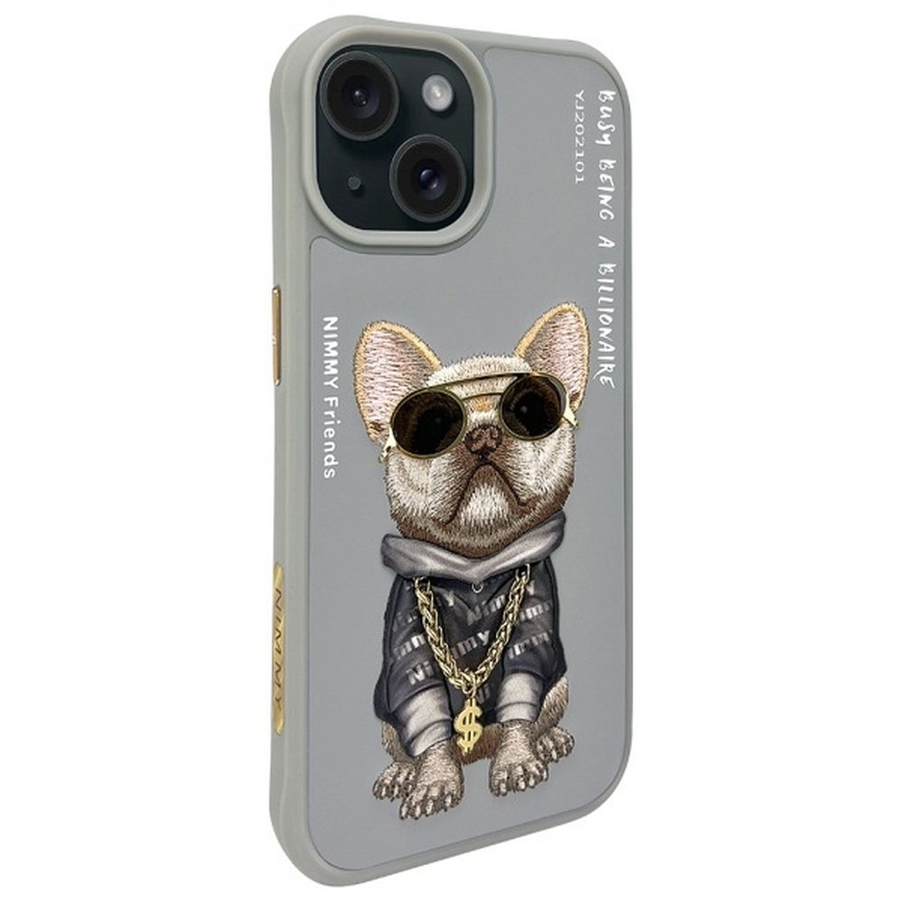 NIMMY case GLASSES COOL DOG for IPHONE 15 gray