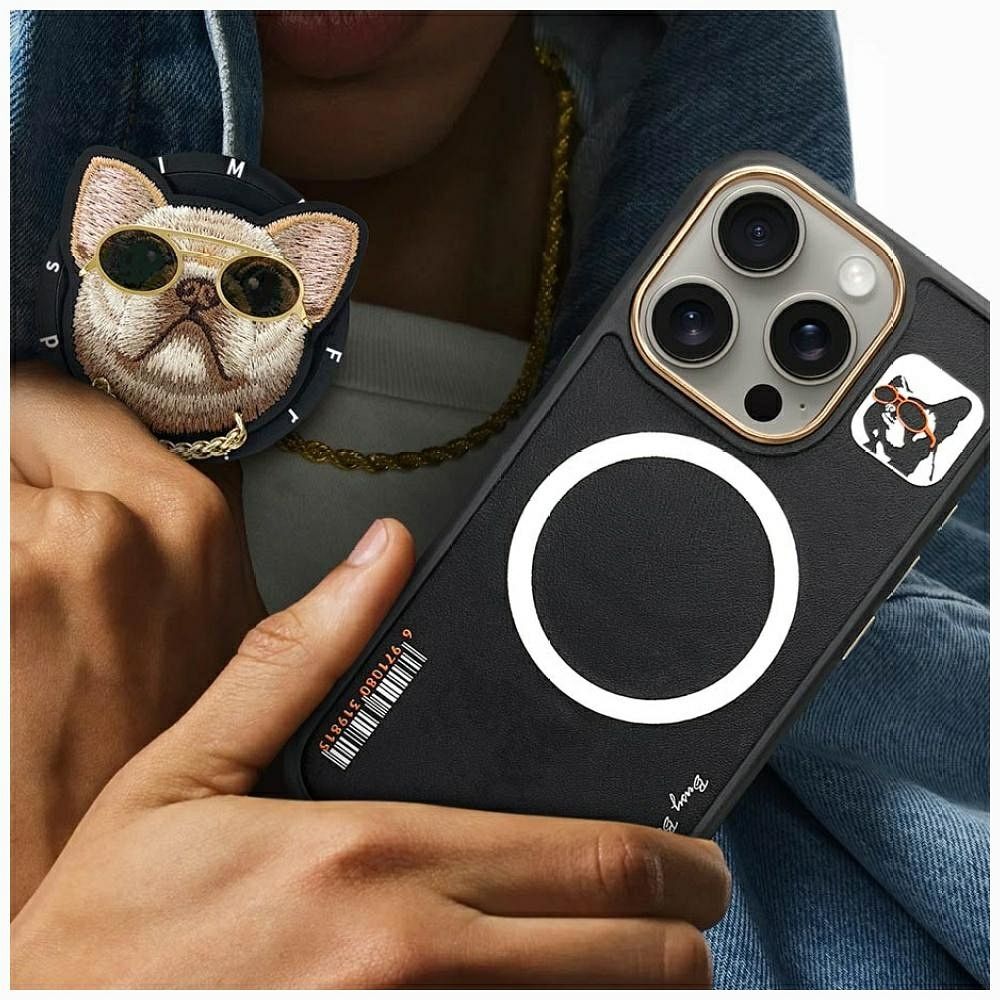 NIMMY case GLASSES COOL DOG compatible with MagSafe for IPHONE 16 Pro black