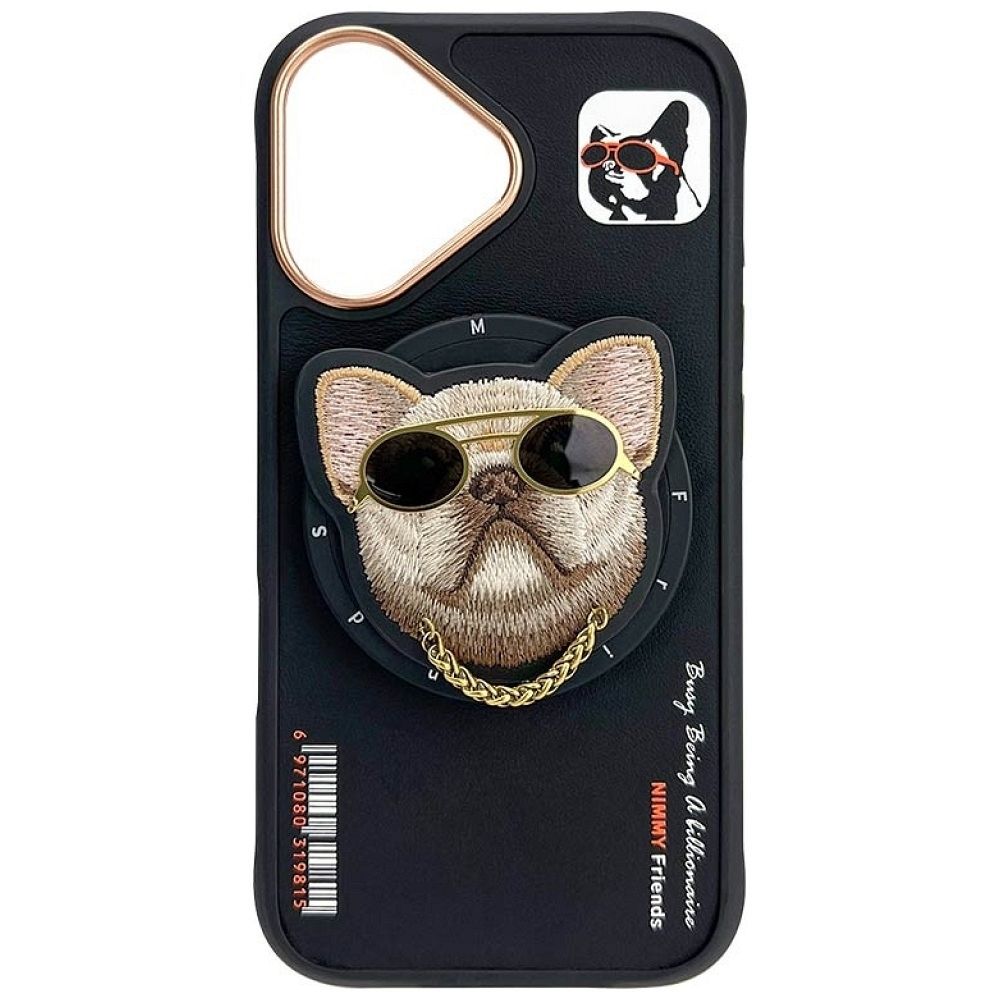 NIMMY case GLASSES COOL DOG compatible with MagSafe for IPHONE 16 black