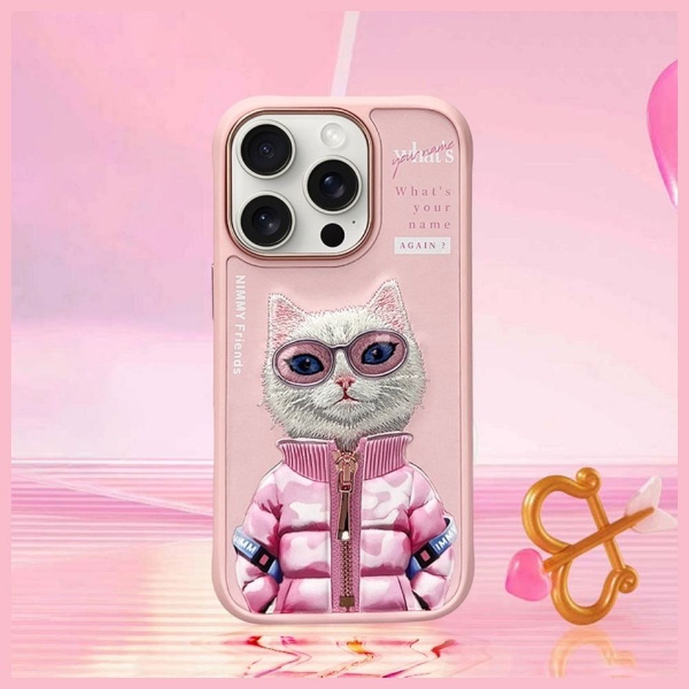 Zadní kryt NIMMY case COOL&CUTE 2.0 Cat pro Apple iPhone 15, růžová