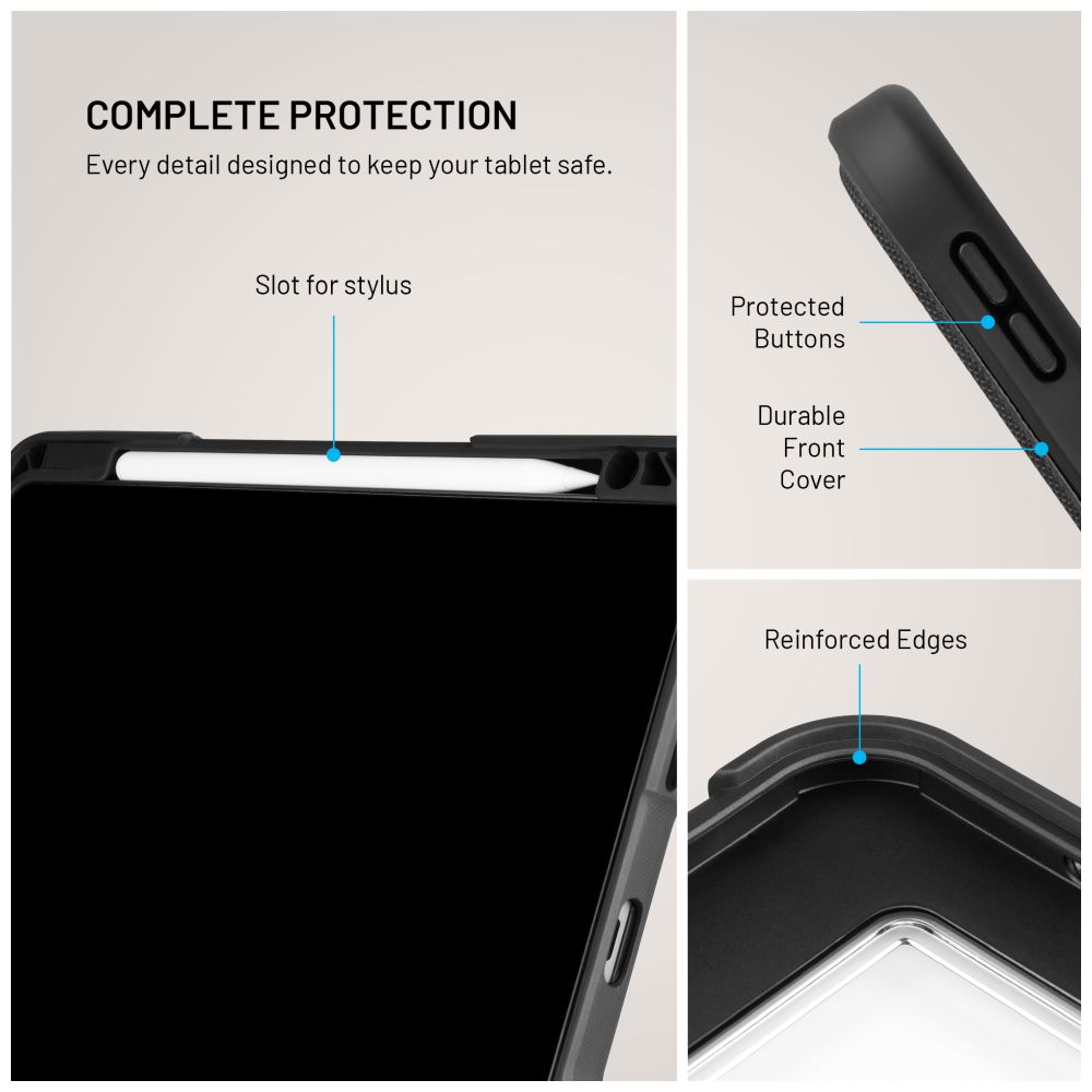 Odolné pouzdro se stojánkem FIXED Enduro pro Apple iPad Air 11" (2020/2022/2024/2025), černé