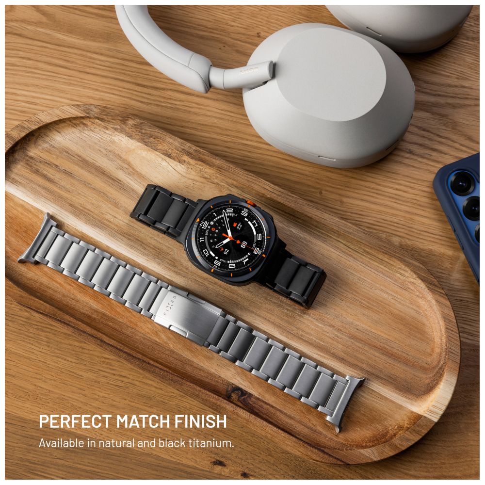 Titanový řemínek FIXED Titanium Strap pro Garmin QuickFit 26mm, přírodní titan