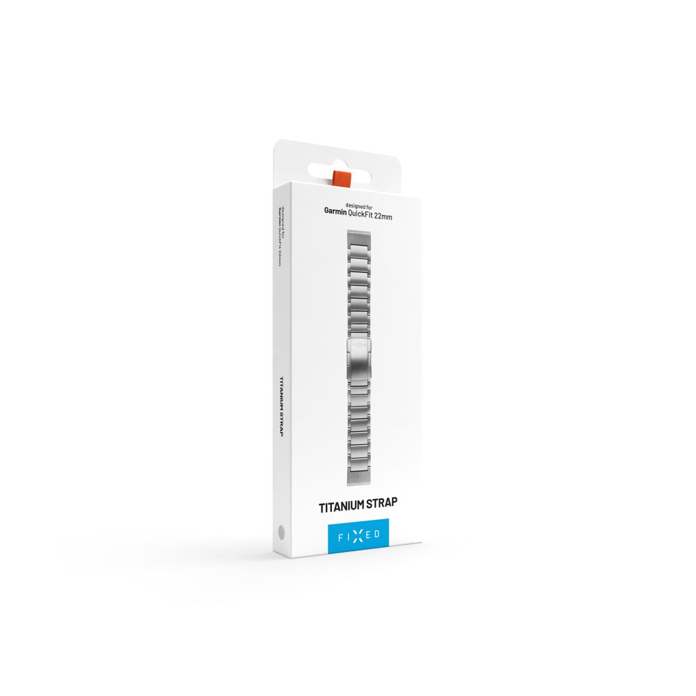Titanový řemínek FIXED Titanium Strap pro Garmin QuickFit 22mm, přírodní titan
