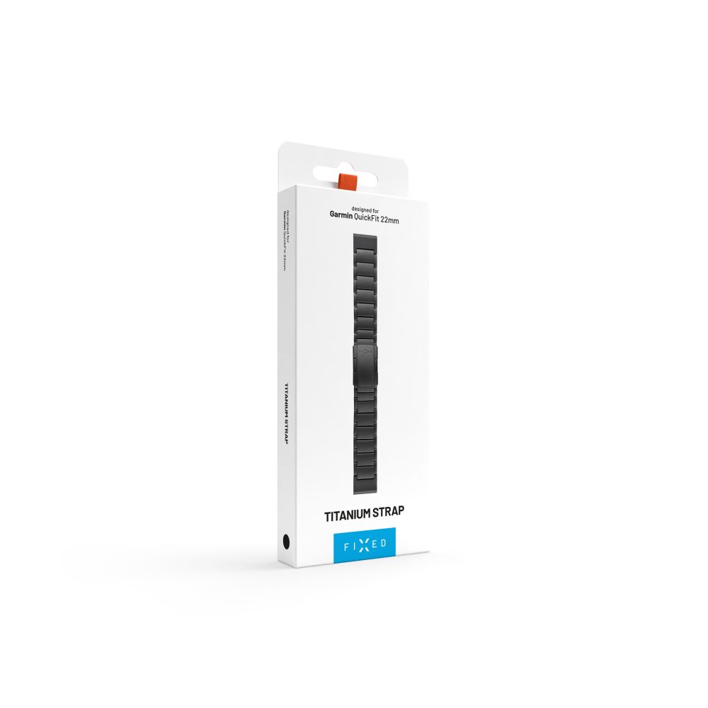 Titanový řemínek FIXED Titanium Strap pro Garmin QuickFit 22mm, černý