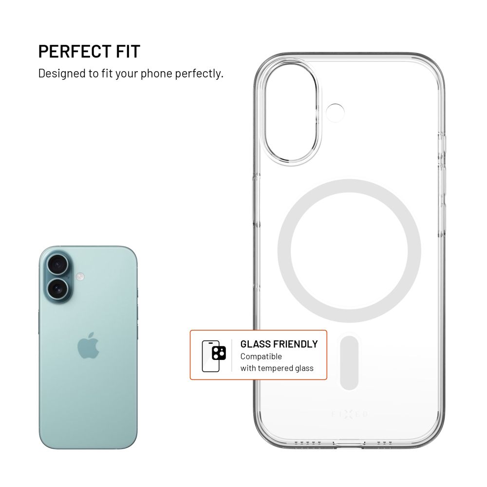 Zadní kryt FIXED MagShell s podporou Magsafe pro Apple iPhone 16, čirý