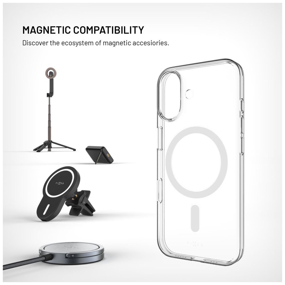 Zadní kryt FIXED MagShell s podporou Magsafe pro Apple iPhone 16, čirý
