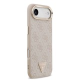 Guess PU Leather 4G Strass Triangle Logo Gold Frame MagSafe Zadní Kryt pro iPhone Air Pink