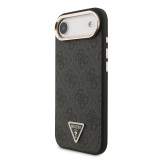 Guess PU Leather 4G Strass Triangle Logo Gold Frame MagSafe Zadní Kryt pro iPhone Air Black