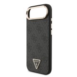 Guess PU Leather 4G Strass Triangle Logo Gold Frame MagSafe Zadní Kryt pro iPhone Air Black