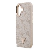 Guess PU Leather 4G Strass Triangle Logo Gold Frame MagSafe Zadní Kryt pro iPhone 17 Pink