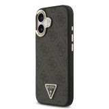 Guess PU Leather 4G Strass Triangle Logo Gold Frame MagSafe Zadní Kryt pro iPhone 17 Black