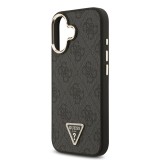 Guess PU Leather 4G Strass Triangle Logo Gold Frame MagSafe Zadní Kryt pro iPhone 17 Black