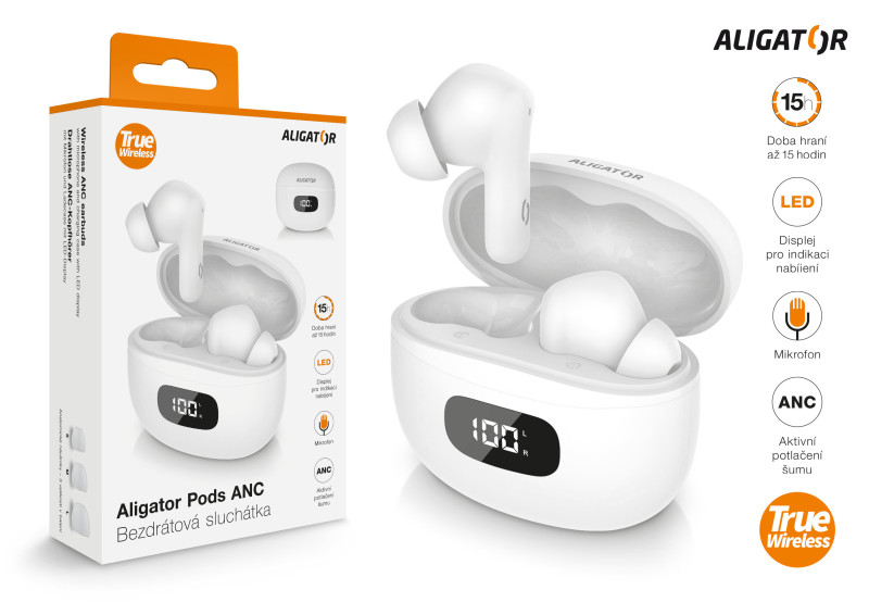 Aligator Pods ANC bílá