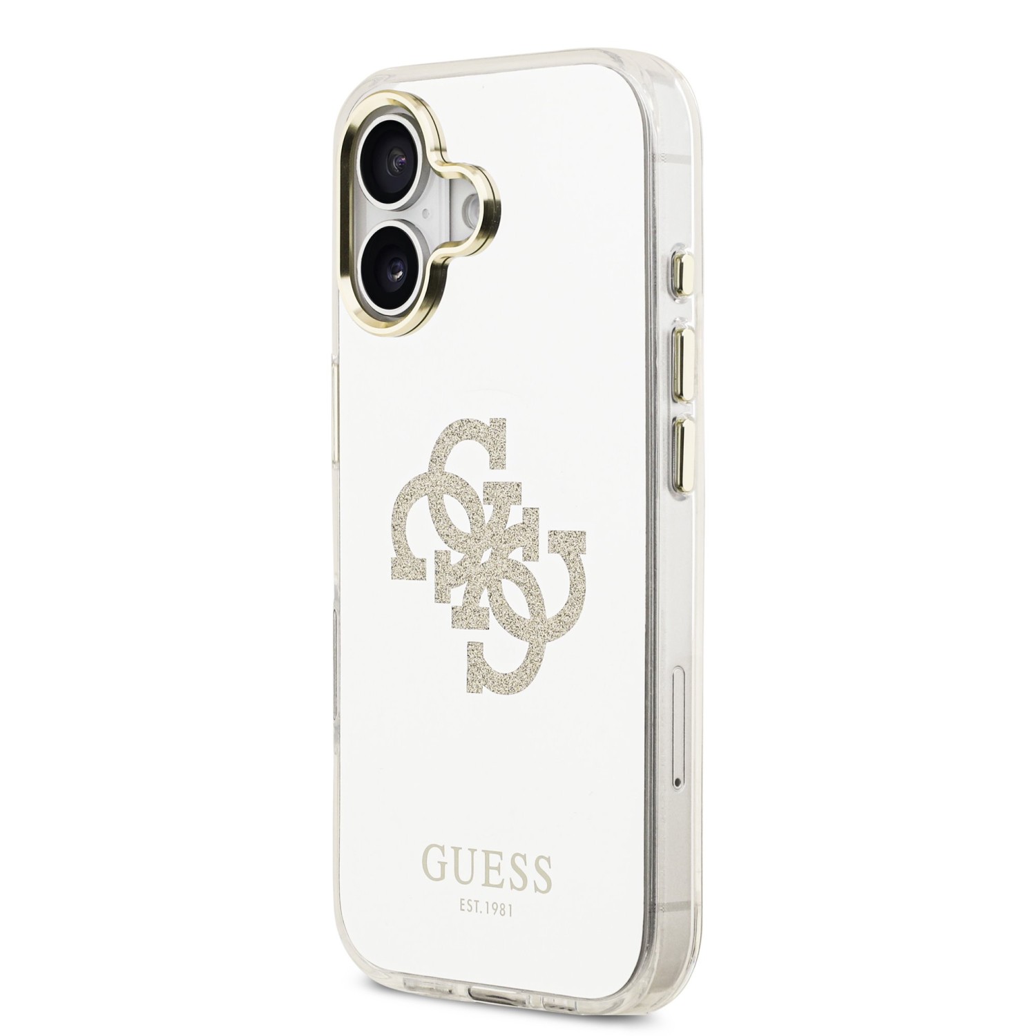 Guess PC/TPU Mirror 4G Glitter Logo MagSafe Zadní Kryt pro iPhone 17 Gold
