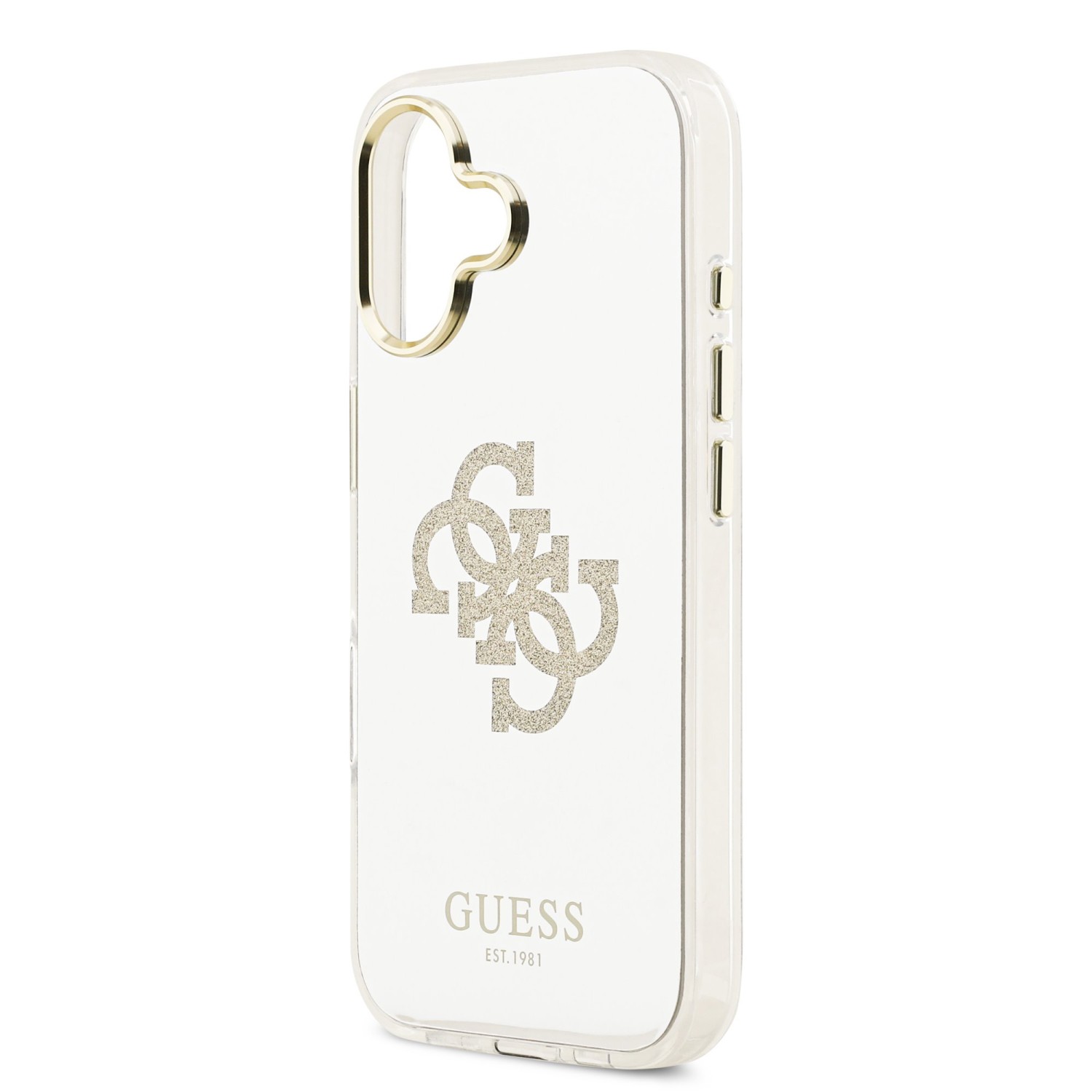 Guess PC/TPU Mirror 4G Glitter Logo MagSafe Zadní Kryt pro iPhone 17 Gold