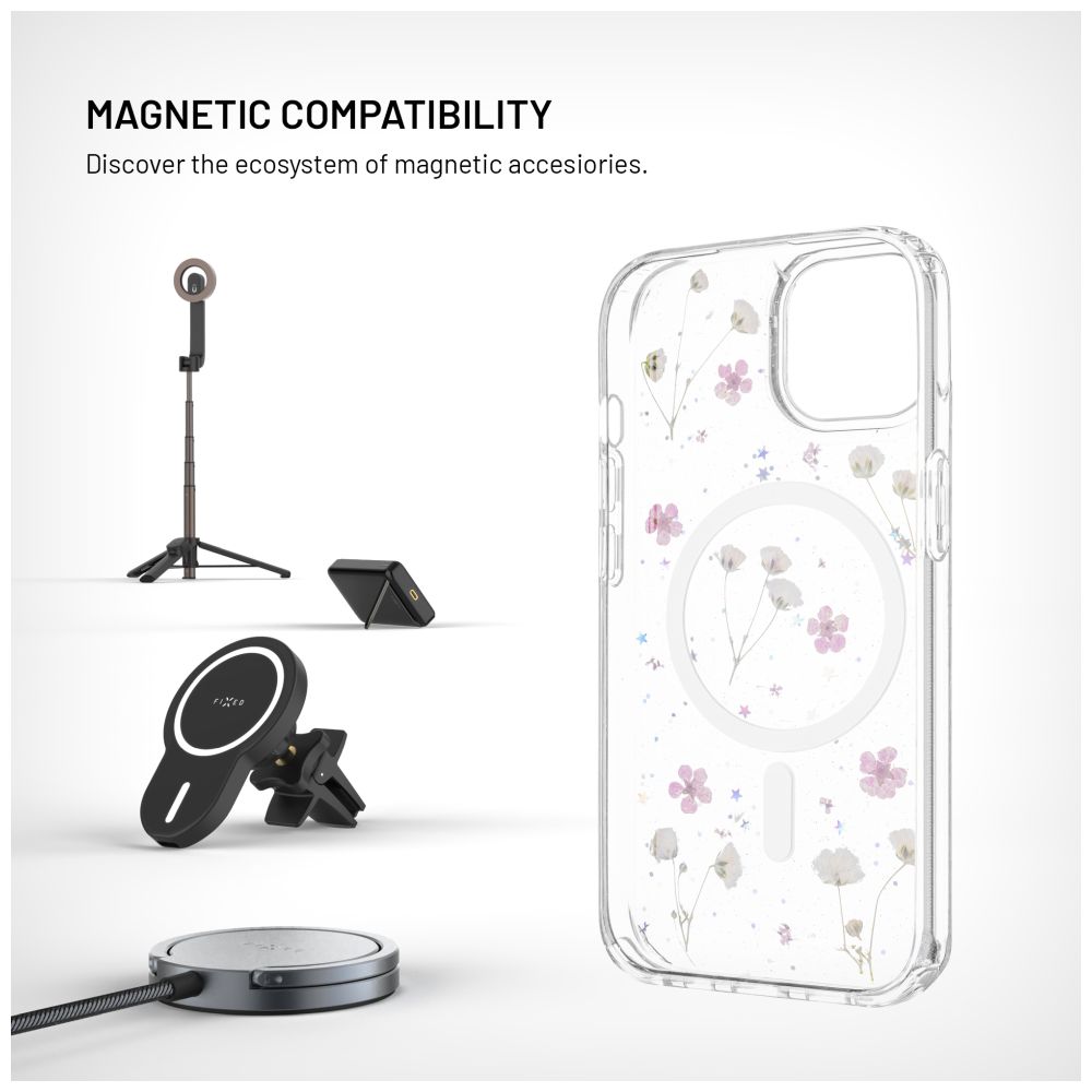 Zadní kryt FIXED MagBloom s podporou MagSafe pro Apple iPhone 15, Blush Plum