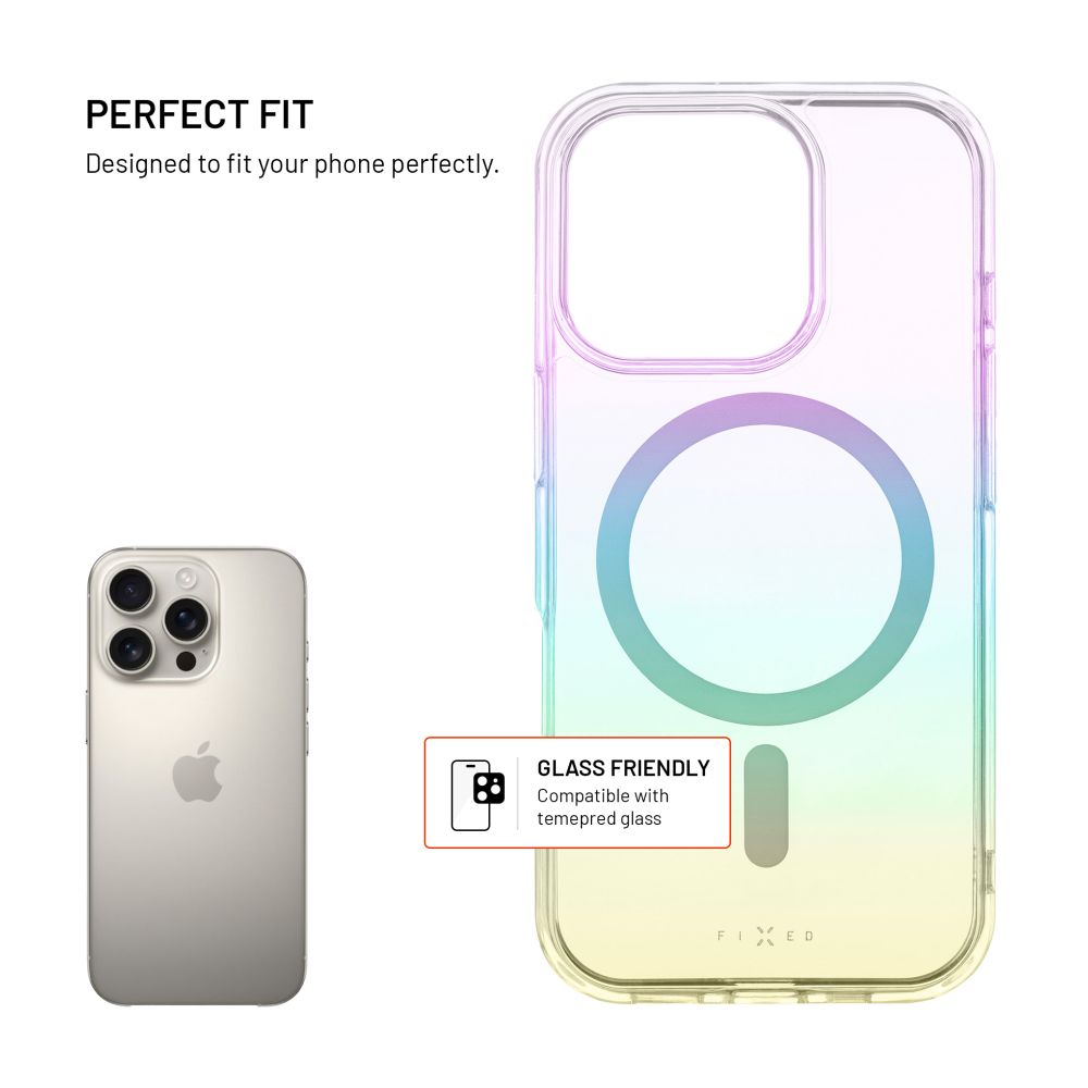 Zadní kryt FIXED MagRainbow s podporou MagSafe pro Apple iPhone 16 Pro, duhový