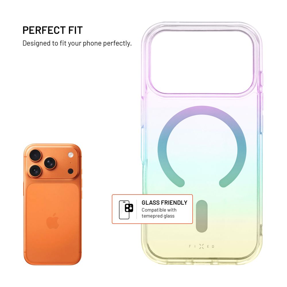 Zadní kryt FIXED MagRainbow s podporou MagSafe pro Apple iPhone 17 Pro, duhový