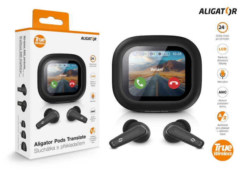 Aligator Pods Translate Překladač a TWS sluchátka 2v1