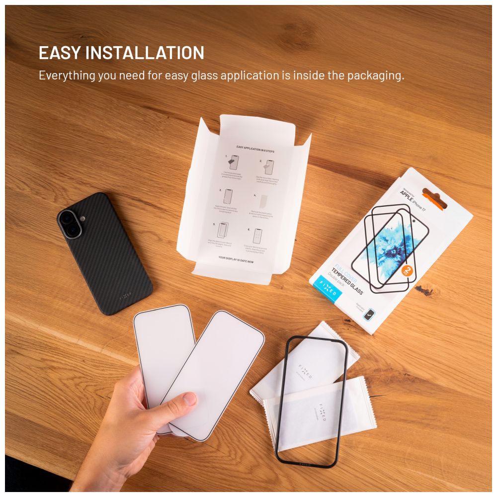 Tvrzené sklo FIXED Full-Cover s aplikátorem pro Samsung Galaxy A17 4G/5G, 2ks, černé
