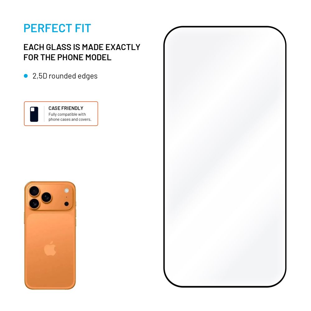 Tvrzené sklo FIXED Full-Cover s aplikátorem pro Apple iPhone 17 Pro Max, 2ks, černé