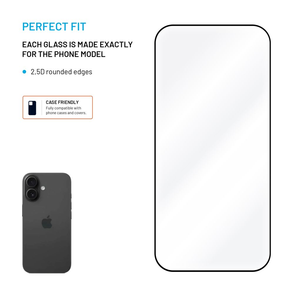 Tvrzené sklo FIXED Full-Cover s aplikátorem pro Apple iPhone 17, 2ks, černé