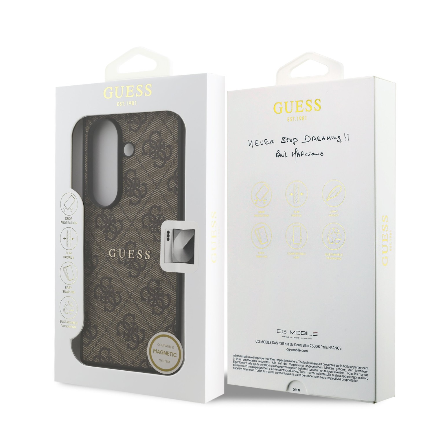 Guess PU Leather 4G Colored Ring Magnetic Zadní Kryt pro Samsung Galaxy Z Fold 7 Brown