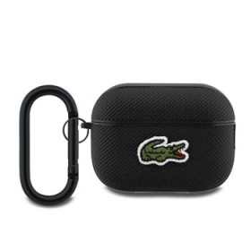Puzdro Lacoste Petit Pique Croc Logo Patch pre AirPods 4, čierna