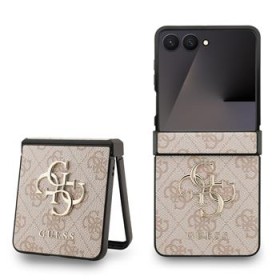Zadný kryt Guess PU 4G Metal Logo pre Samsung Galaxy Z Flip7, ružová