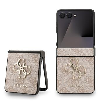 Zadní kryt Guess PU 4G Metal Logo pro Samsung Galaxy Z Flip7, růžová