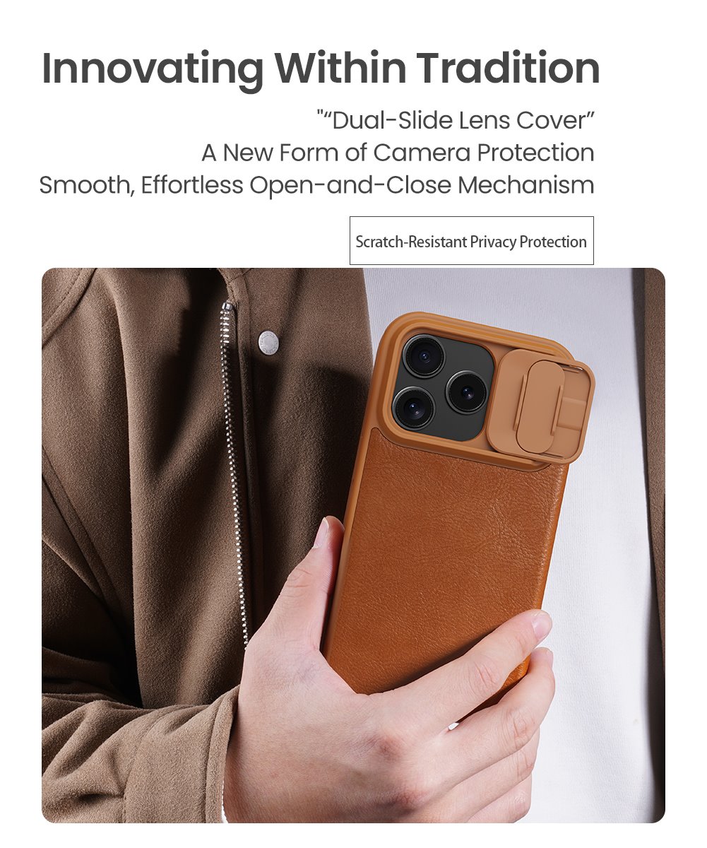 Nillkin Qin Book PRO Pouzdro pro Apple iPhone 17 Pro Brown