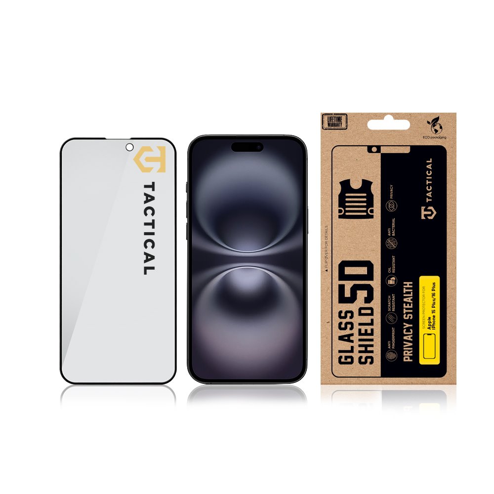 Tactical Glass Shield Privacy Stealth 5D sklo pro Apple iPhone 15 Plus/16 Plus Black