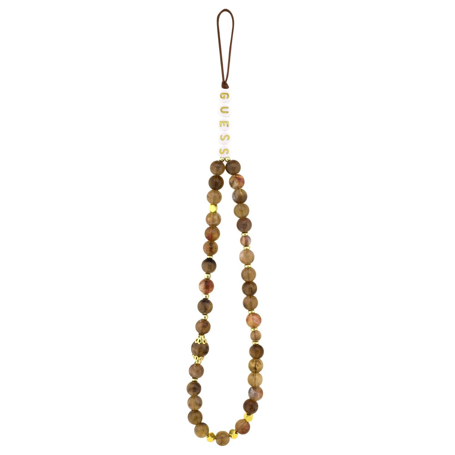 Guess PU 4G Metal Logo Strap Zadní Kryt pro iPhone 17 Brown