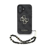 Zadní kryt Guess PU 4G Metal Logo Strap pro Apple iPhone 17 Pro, černá