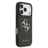 Guess PU 4G Metal Logo Strap Zadní Kryt pro iPhone 17 Pro Black