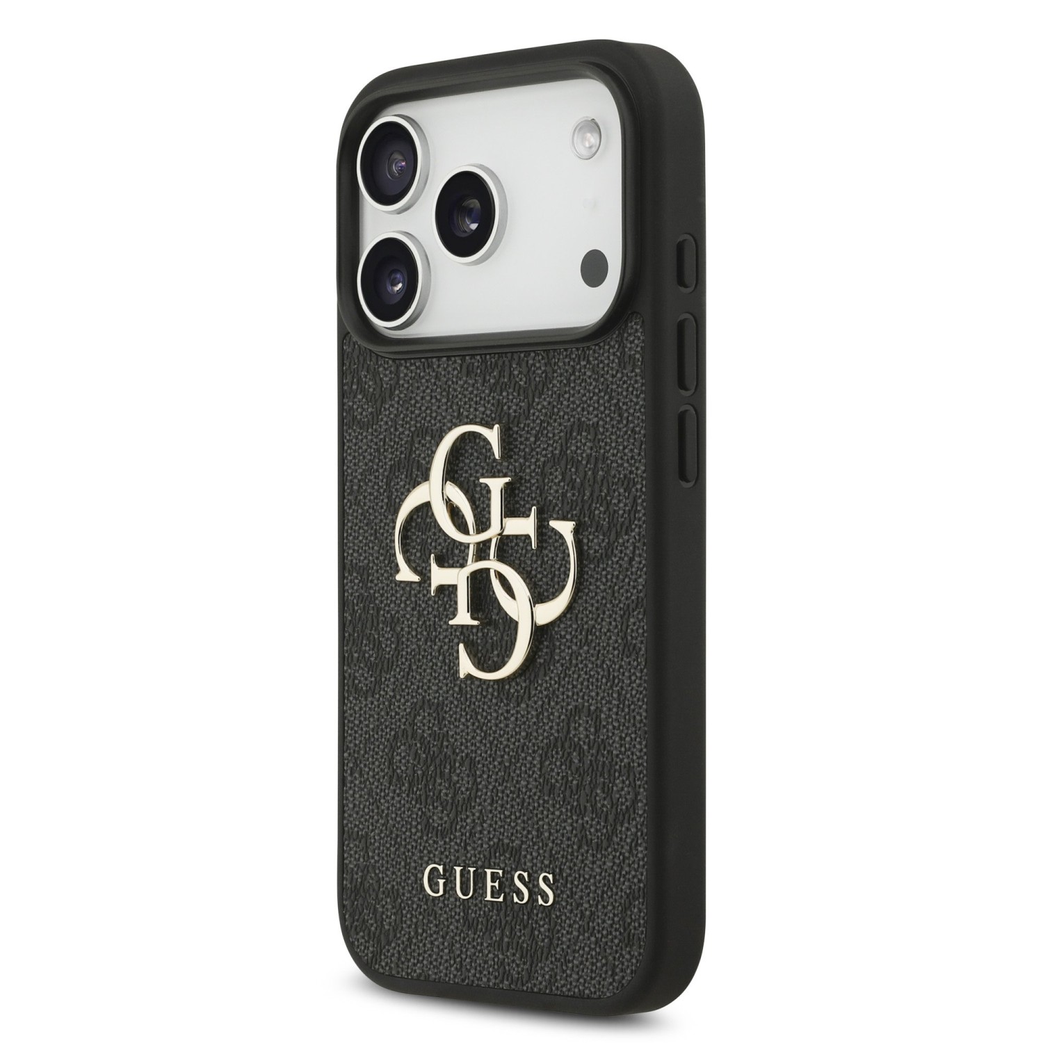 Guess PU 4G Metal Logo Strap Zadní Kryt pro iPhone 17 Pro Black