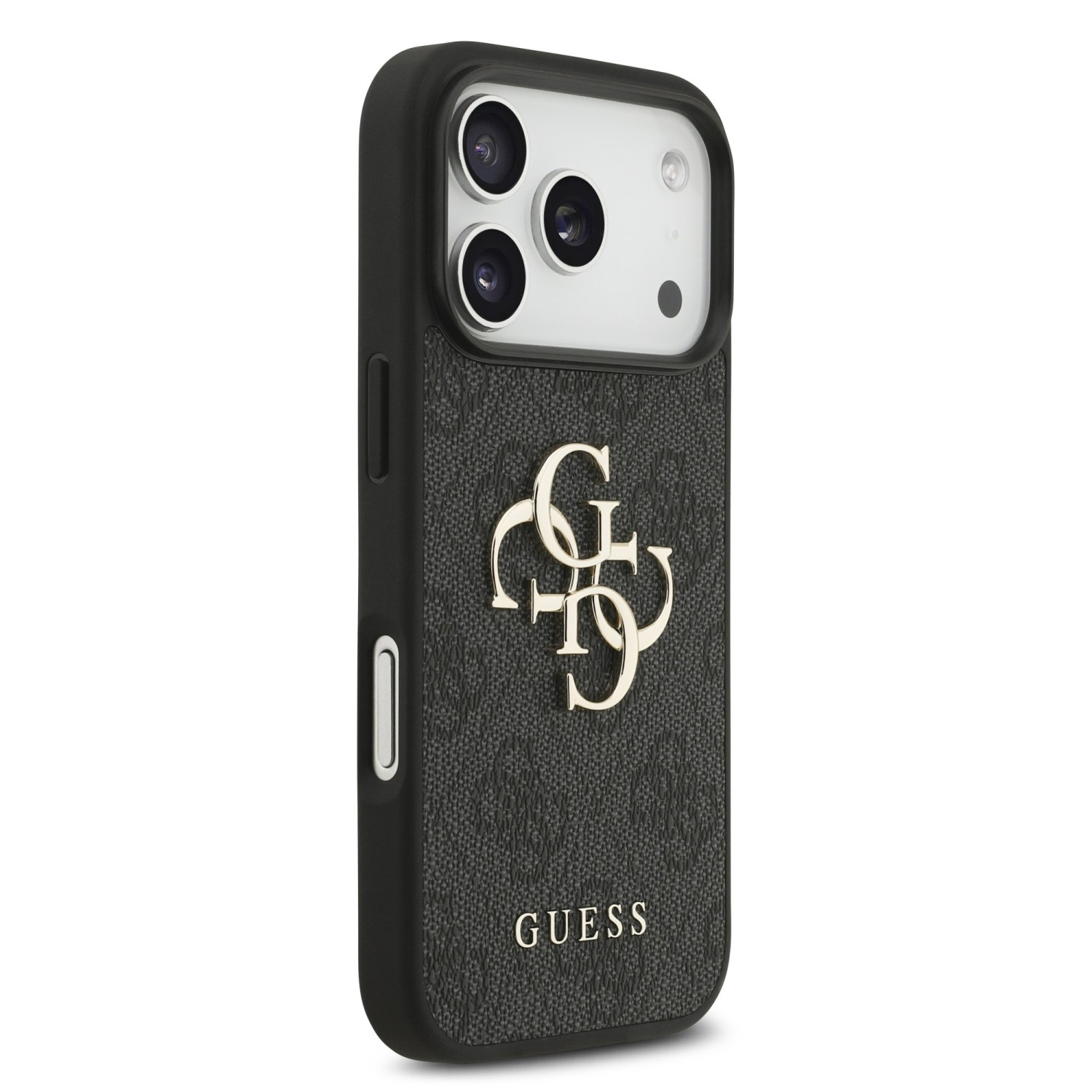 Guess PU 4G Metal Logo Strap Zadní Kryt pro iPhone 17 Pro Black