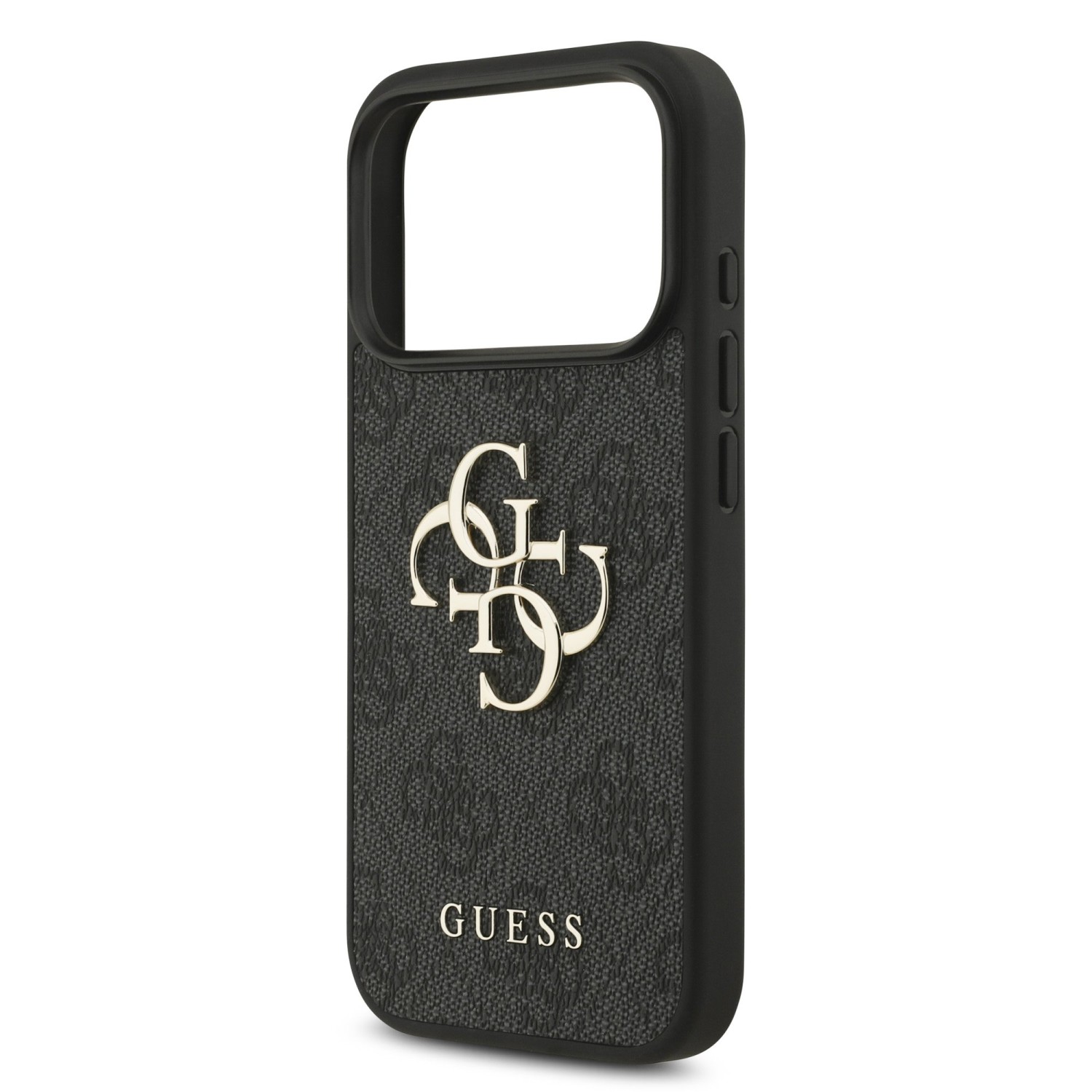 Guess PU 4G Metal Logo Strap Zadní Kryt pro iPhone 17 Pro Black