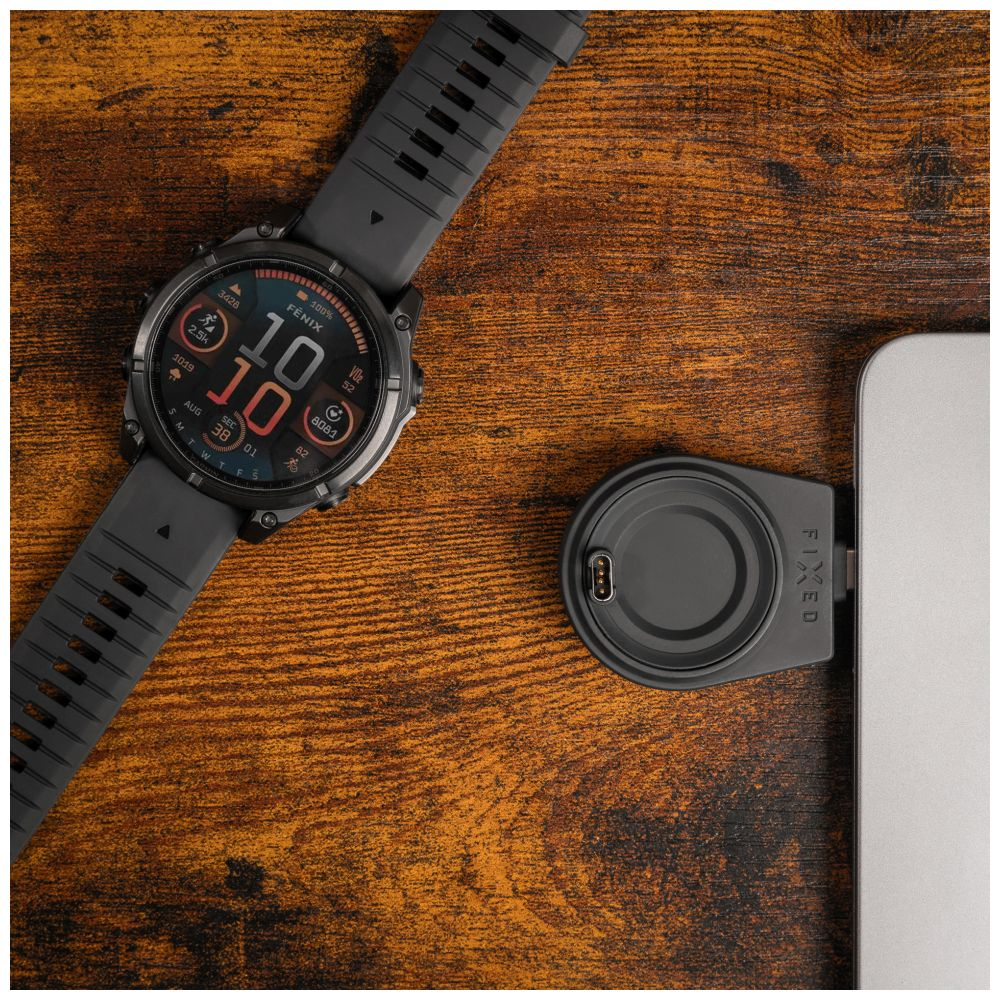 Stojánek FIXED Powerstation pro Garmin s bezdrátovým nabíjením až pro 3 zařízení, 15W+5W+2.5W, černá