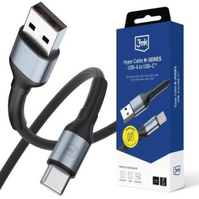 3mk Hyper Cable N-SERIES USB-A/USB-C 1m 9V/2A 18W QC 3.0 čierna