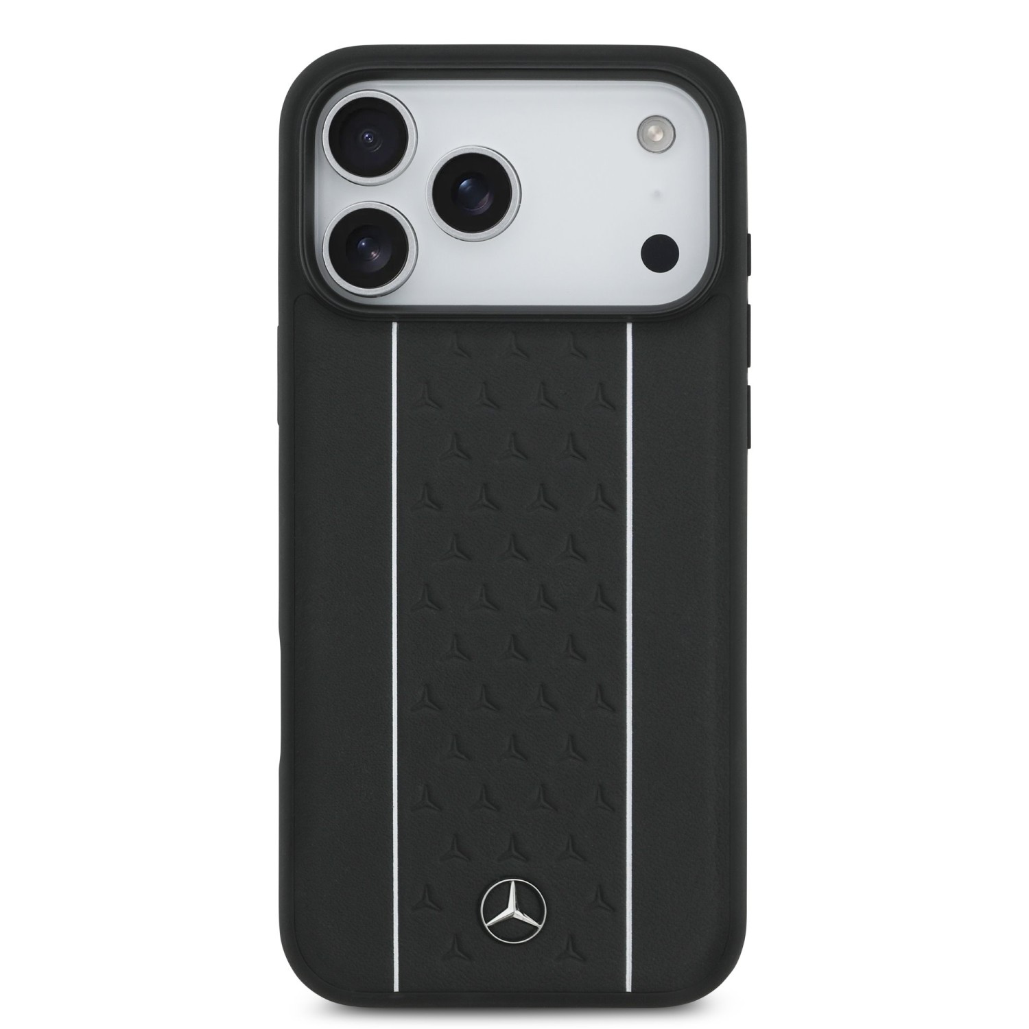 Mercedes Leather Star Pattern and Stripes MagSafe Zadní Kryt pro iPhone 17 Pro Max Black/White