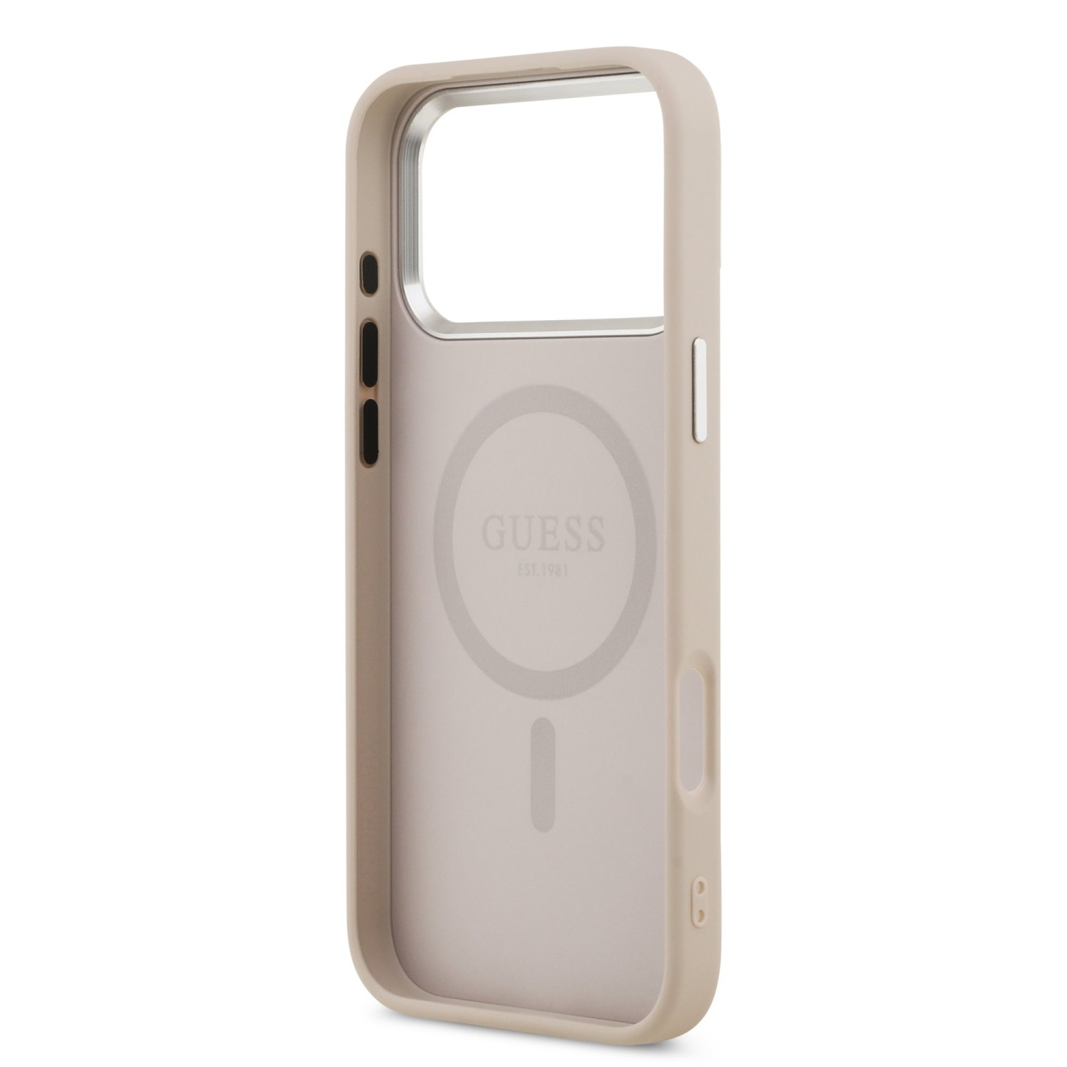 Guess PU Leather Triangle Logo MagSafe Zadní Kryt pro iPhone 17 Pro Max Pink